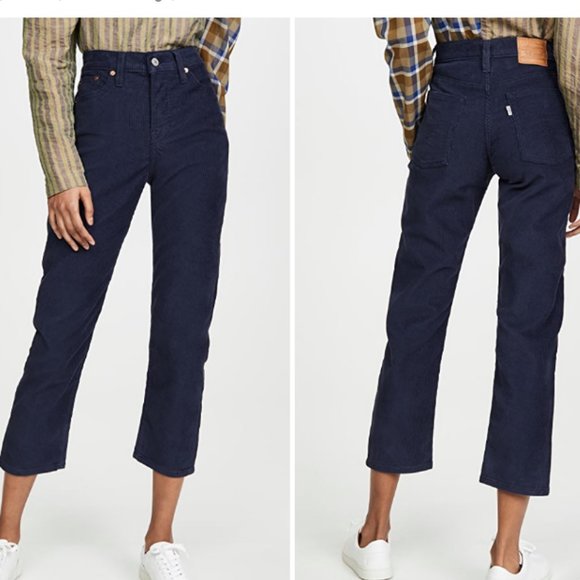 Levi's WEDGIE FIT STRAIGHT CORDUROY PANTS Navy Blue - Picture 1 of 11